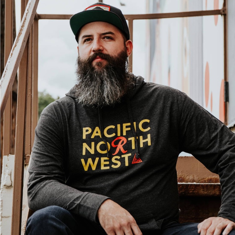 The Great PNW lightweight gray graphic hoodie, adult Large